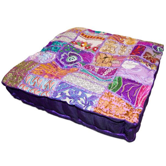 Meditation Pillow(purple) – Square Khambadia Pattern