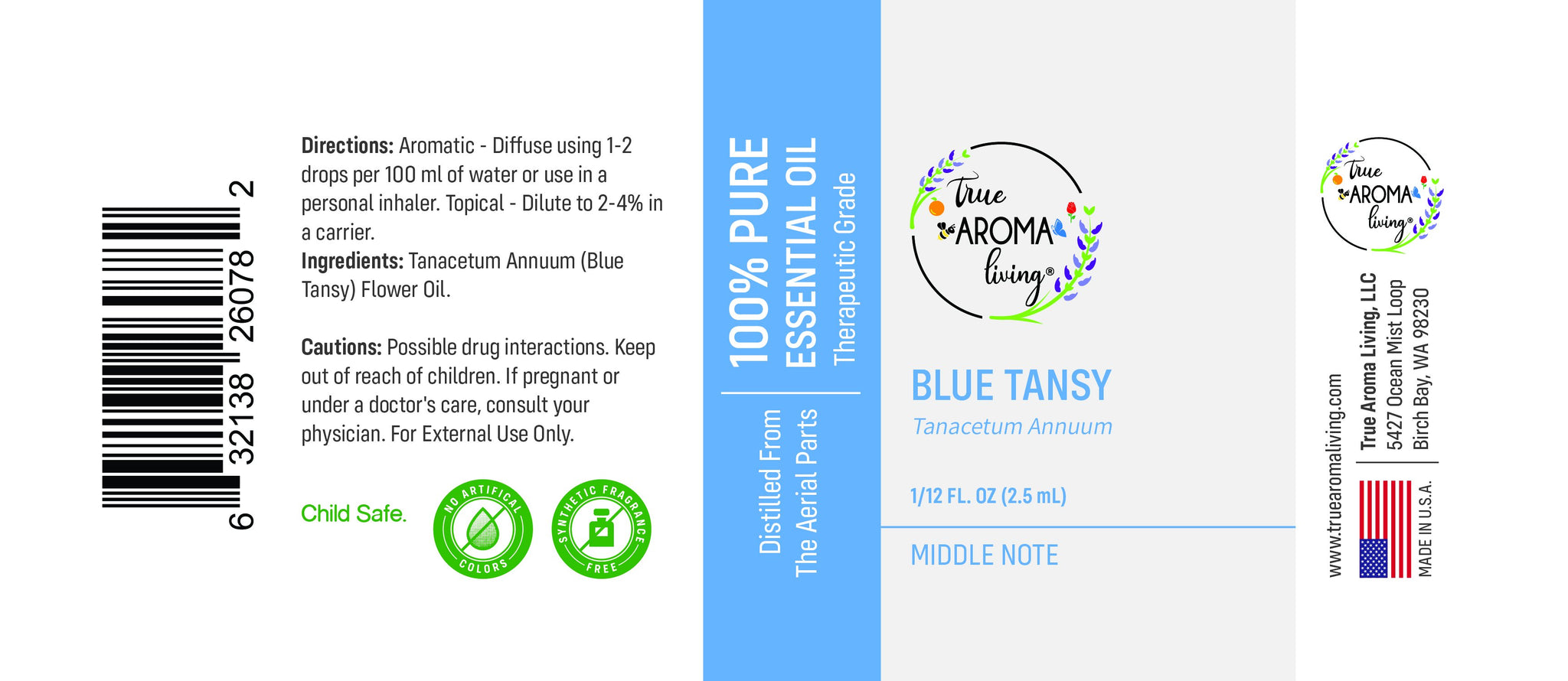 Blue Tansy 100% Pure Essential Oil 5 ml Natural USDA Organic Pure