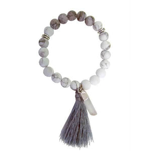 Japa Mala Bracelet – Matte Howlite and Map Stone – Reiki Infused