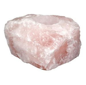 Mineral and Fossil Treasures – Rose Quartz Candle Holder Rough – Reiki Infused