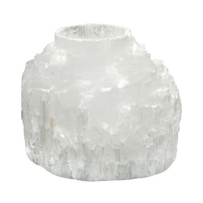 Mineral and Fossil Treasures – Selenite Mountain Candle Holder – Reiki Infused